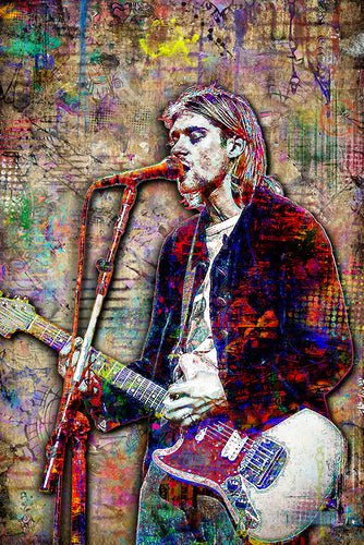Kurt Cobain Poster, Nirvana Grunge Kurt Cobain Poster Tribute Fine Art