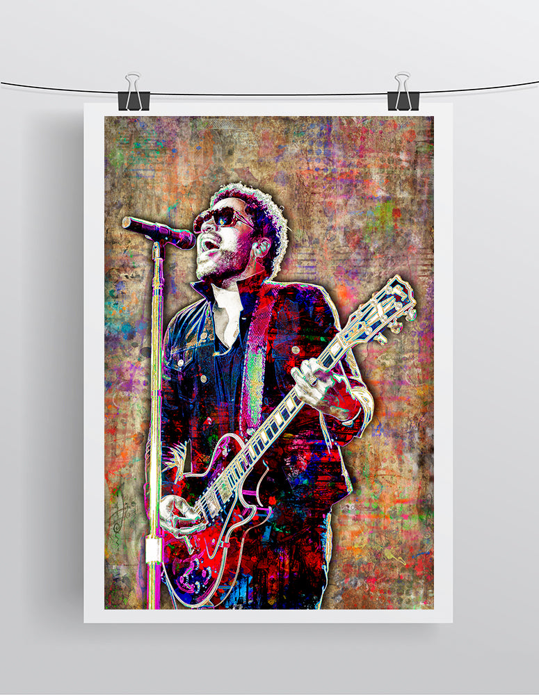 Lenny Kravitz Poster, Lenny Kravitz Portrait Gift, Lenny Kravitz Colorful Layered Tribute Fine Art