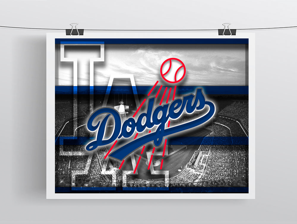 Los Angeles Dodgers Poster, Dodgers Stadium Man Cave Art