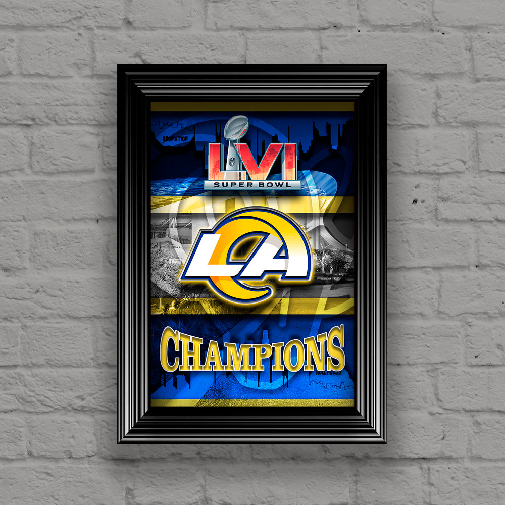 Los Angeles Rams Super Bowl LVI Football Poster, LA Rams Skyline Print –  McQDesign