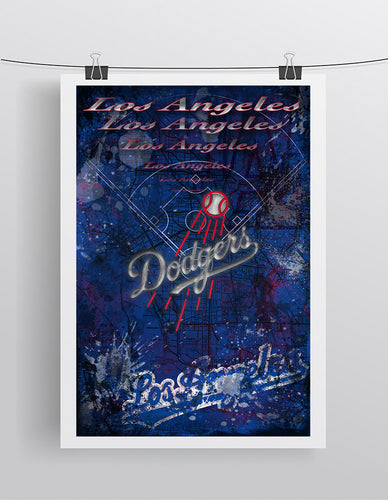 Los Angeles Dodgers Poster, Los Angeles Dodgers Artwork Gift, Dodgers Layered Man Cave Art