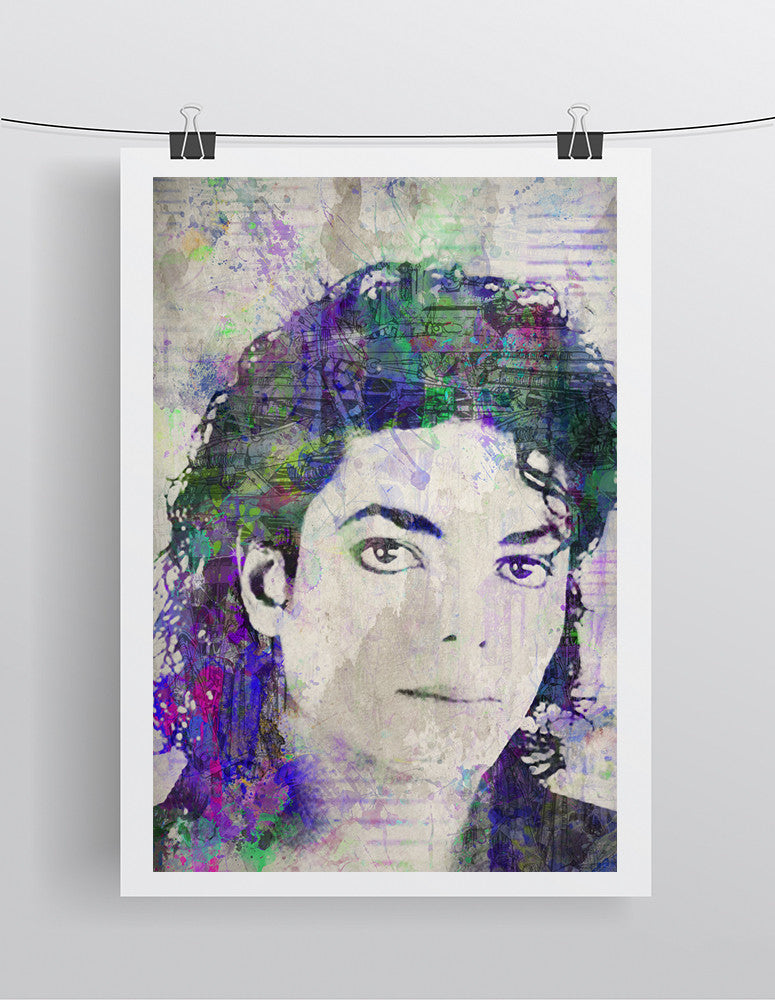 Michael Jackson Poster, Michael Jackson Portrait Gift, Michael The King of Pop Colorful Layered Tribute Fine Art