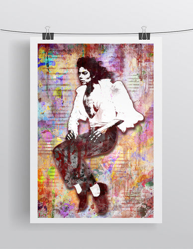 Michael Jackson Poster, Michael Jackson Gift, Michael The King of Pop Colorful Layered Tribute Fine Art
