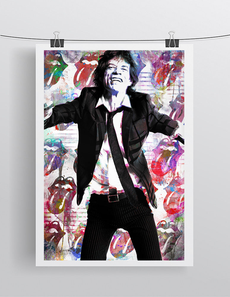 Mick Jagger Poster, Mick Jagger Gift, Mick Jagger Rolling Stones Colorful Layered Tribute Fine Art