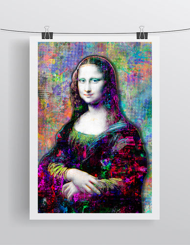 Mona Lisa Poster, Mona Lisa Gift,Mona Lisa Colorful Layered Tribute Fine Art