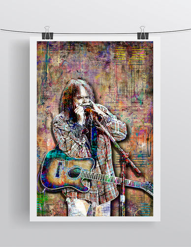 Neil Young Poster, Neil Young Pop 2 Gift, Neil Young Tribute Fine Art