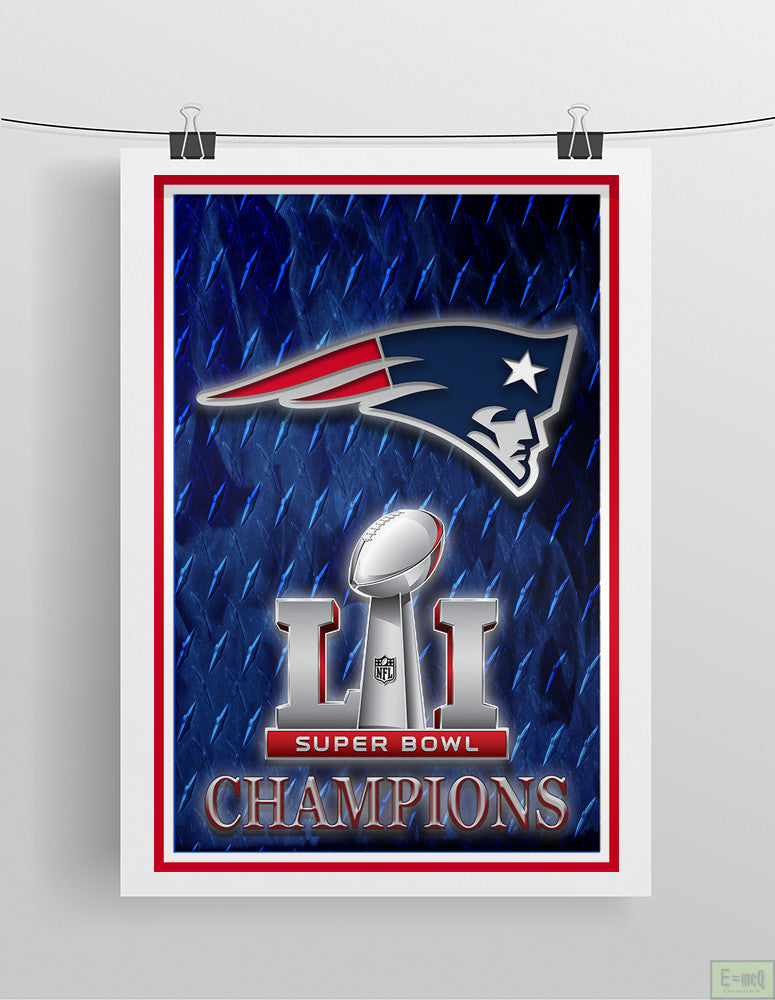 New England Patriots Super Bowl 51 Championship Poster, New England Patriots 2017 Championship Gift, New England Patriots NFL Super Bowl Championship