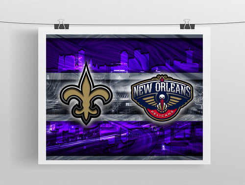 New Orleans Sports Teams Poster, New Orleans Sports Print, New Orleans Saints, New Orleans Pelicans, LSU Tigers