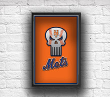 New York Mets Punisher Logo Poster, New York Mets Punisher Logo Artwork Gift, Mets Layered Man Cave Art