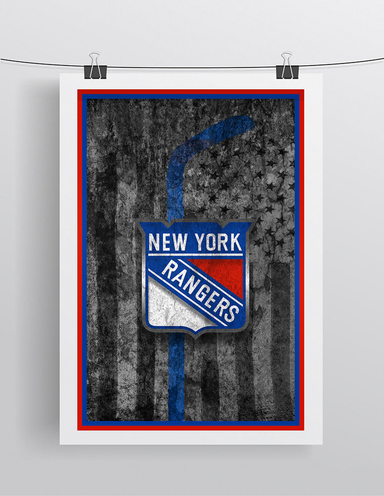 New York Rangers Hockey Flag Poster, New York Rangers Flag Print, NY Rangers Man Cave Flag Art