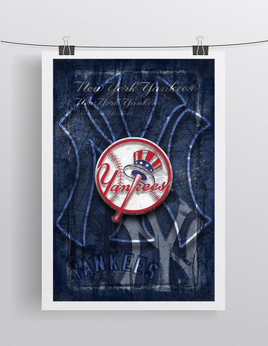 New York Yankees Poster, New York Yankees Artwork Gift, Yankees Layered Man Cave Art