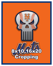 New York Mets Punisher Logo Poster, New York Mets Punisher Logo Artwork Gift, Mets Layered Man Cave Art