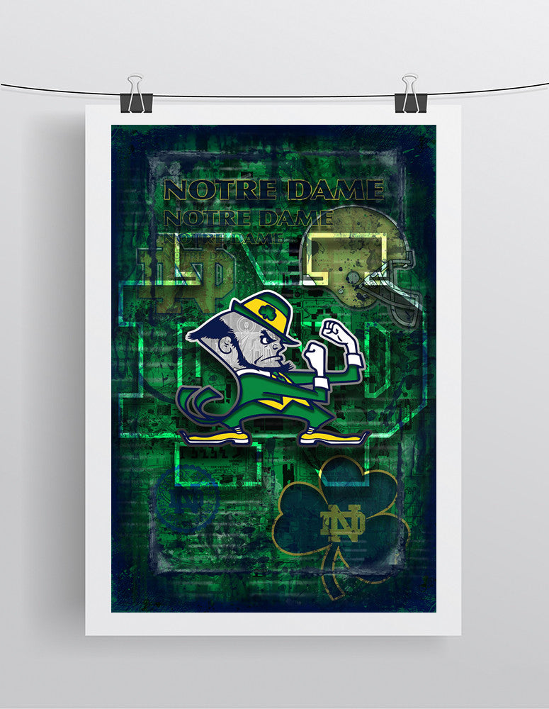 Notre Dame Poster, Notre Dame Fighting Irish Print, ND gift, Notre Dame Man Cave Picture