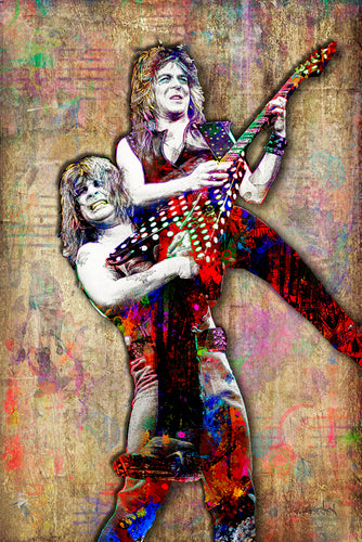 Ozzy Osbourne and Randy Rhoads Poster, Ozzy & Randy Yellow Background, Ozzy Tribute Fine Pop Art