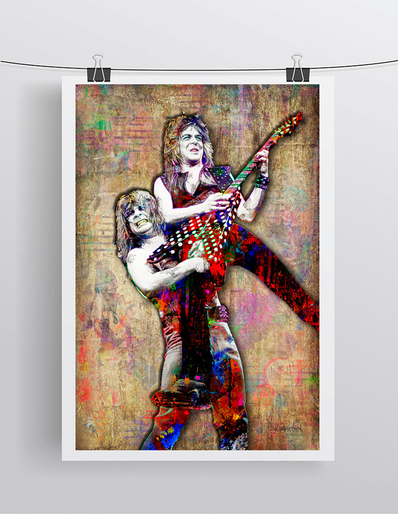 Ozzy Osbourne and Randy Rhoads Poster, Ozzy & Randy Yellow Background, Ozzy Tribute Fine Pop Art