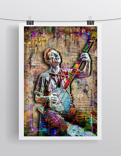 Pete Seeger Poster, Pete Seeger Folk Tribute Pop Print Fine Art