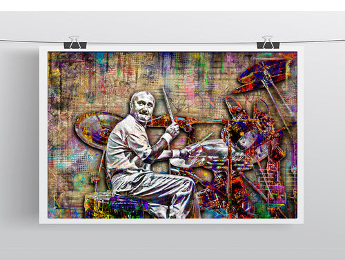 Phil Collins of Genesis Poster, Phil Collins Drumming Tribute Fine Art