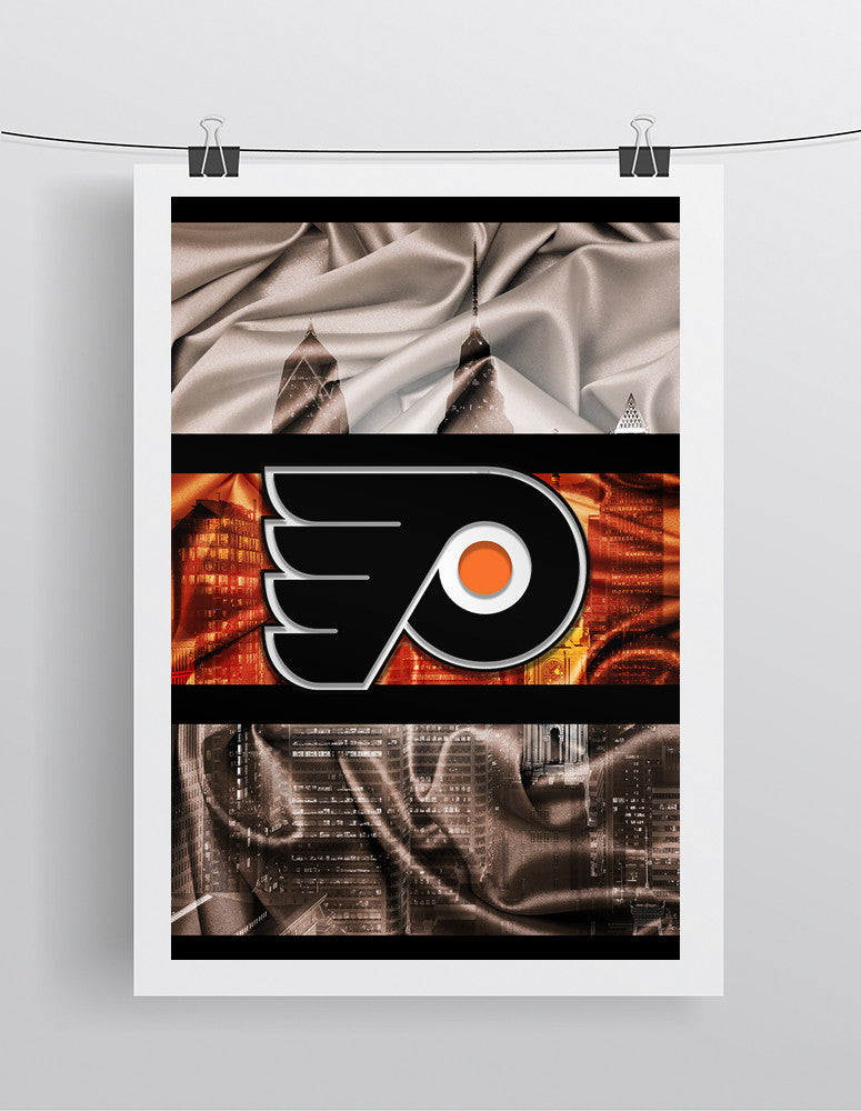 Philadelphia Flyers Hockey Flag Poster, Flyers Hockey Flag Print, Philly  Flyers in front of American Flag