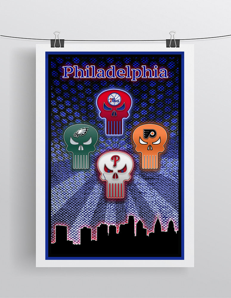 Philadelphia Sports Teams Poster, Philadelphia Eagles, Flyers, 76ers,  Phillies, gift