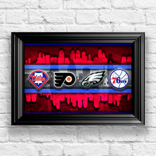 Philadelphia Sports Teams Red Poster, Philadelphia Eagles, Flyers, 76ers, Phillies, gift