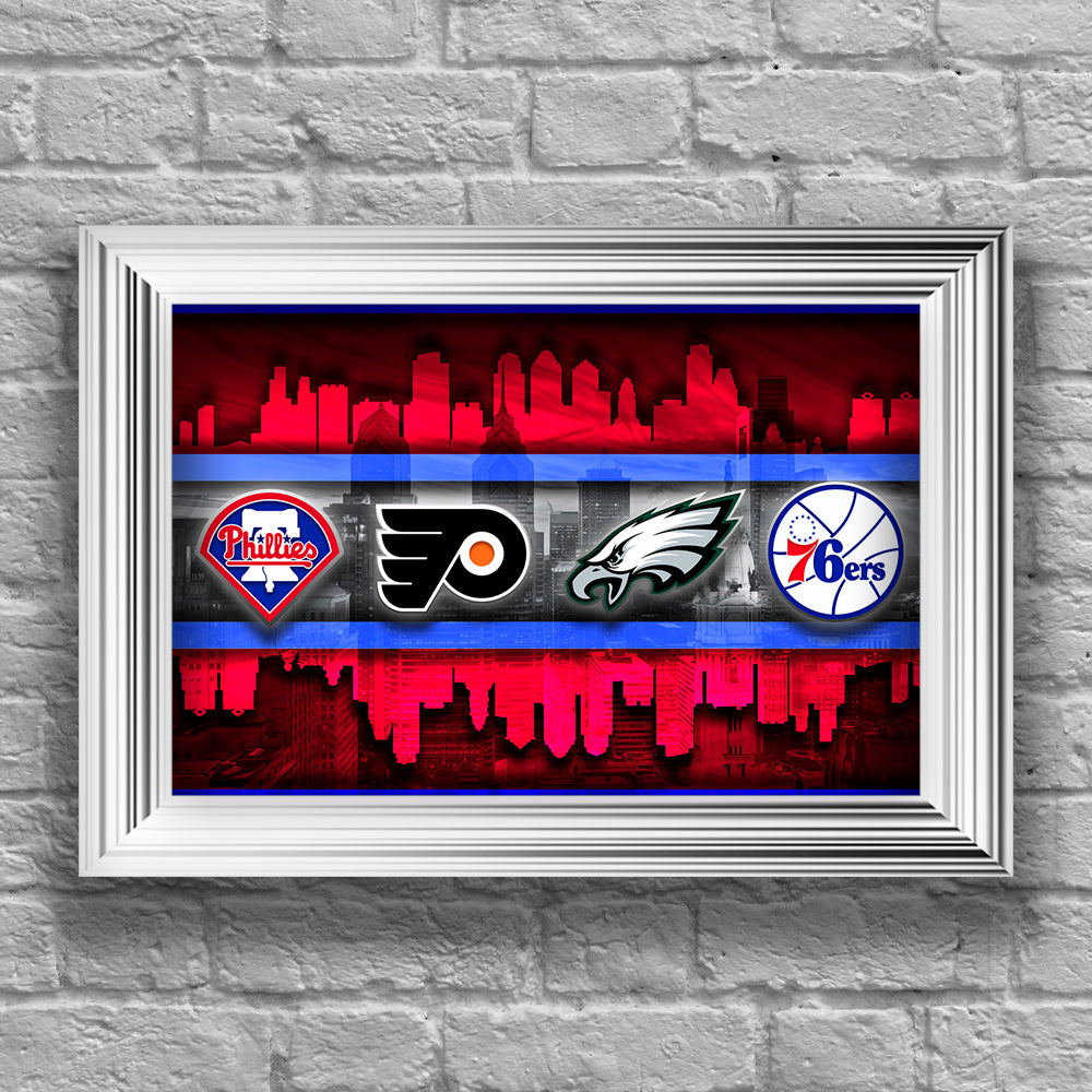 Philadelphia Sports Teams Red Poster, Philadelphia Eagles, Flyers, 76e –  McQDesign