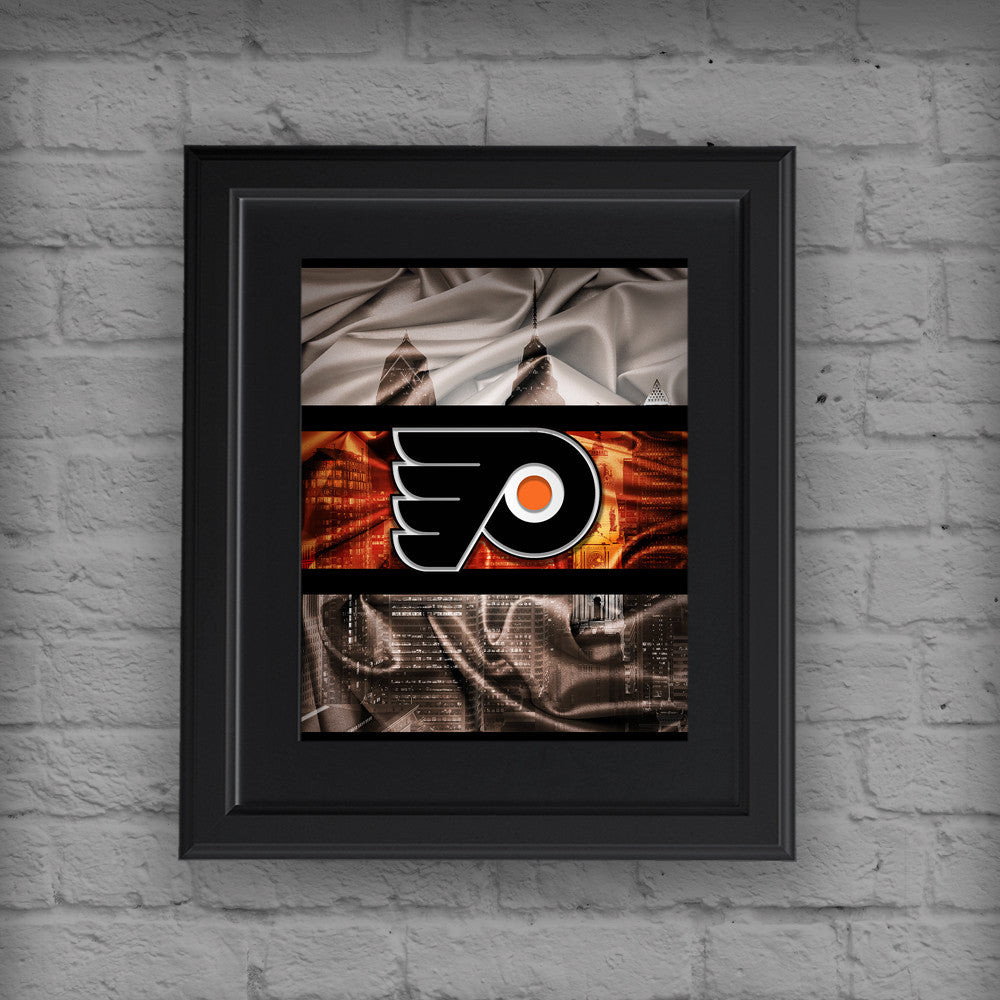 Philadelphia Flyers Hockey Flag Poster, Flyers Hockey Flag Print, Philly  Flyers in front of American Flag