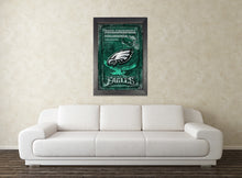 Philadelphia Eagles Football Poster, Philadelphia Eagles Artwork, Philadelphia EAGLES Man Cave Football Print in front of Philly Map