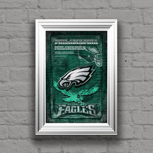 Philadelphia Eagles Football Poster, Philadelphia Eagles Artwork, Philadelphia EAGLES Man Cave Football Print in front of Philly Map
