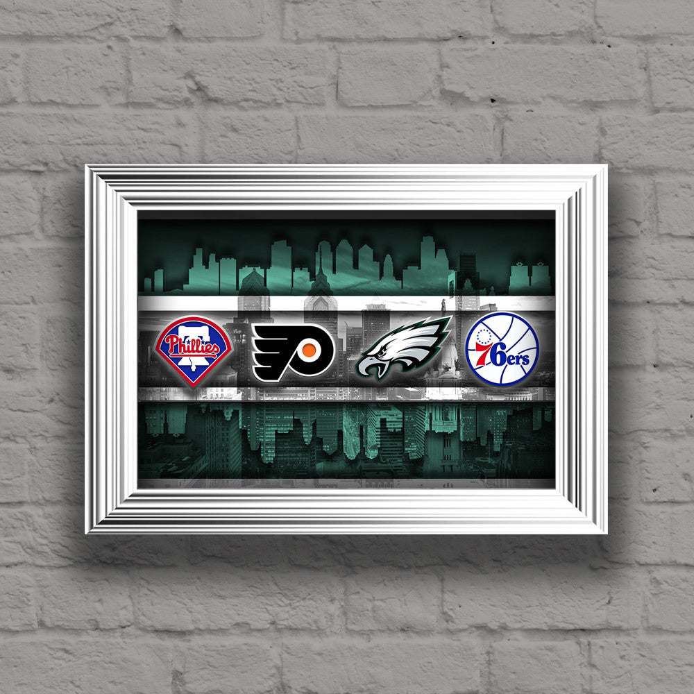Philadelphia Sports Teams Poster, Philadelphia Eagles, Flyers, 76ers, –  McQDesign