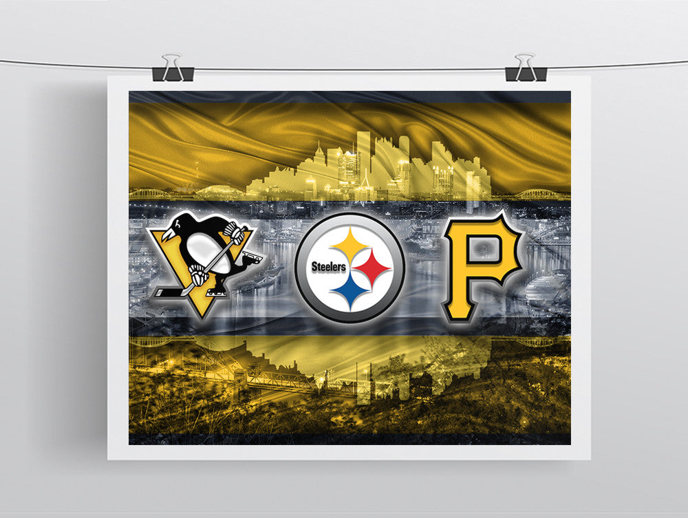Pittsburgh Sports Team Logo Art Plus Pennsylvania Map Pirates Penguins  Steelers Ornament by Design Turnpike - Pixels