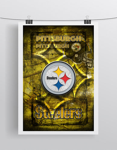 Pittsburgh Steelers Football Poster, Pittsburgh Steeler Gift, Pittsburgh Steelers Man Cave Poster