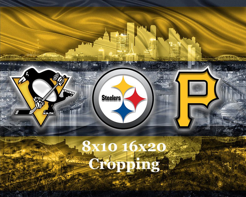 Pittsburgh Sports Teams In Front of Skyline Poster, Pittsburgh