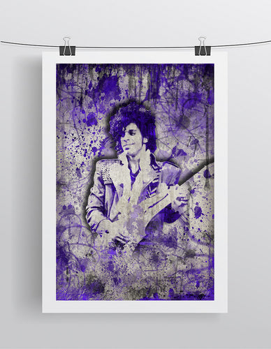 Prince Pop Art Poster, Prince Fine Art Gift, Prince Ink Purple Layered Art