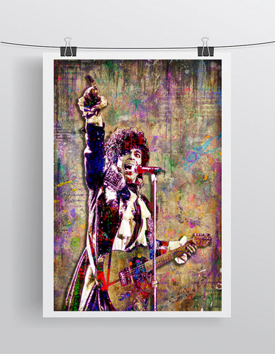 Prince Pop Art Poster, Prince Tribute, Prince Fine Art Gift, Prince Ink Purple Layered Art