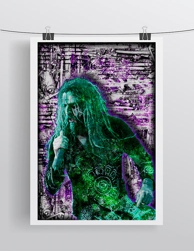 Rob Zombie Poster, Rob Zombie Portrait Gift, Rob Zombie Colorful Layered Tribute Fine Pop Art