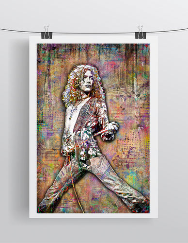 Robert Plant Poster, Robert Plant of Led Zeppelin 3 Gift, Robert Plant Fine Art