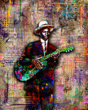Robert Johnson Poster, Robert Johnson Guitar Cross-Road Legend Tribute Fine Art