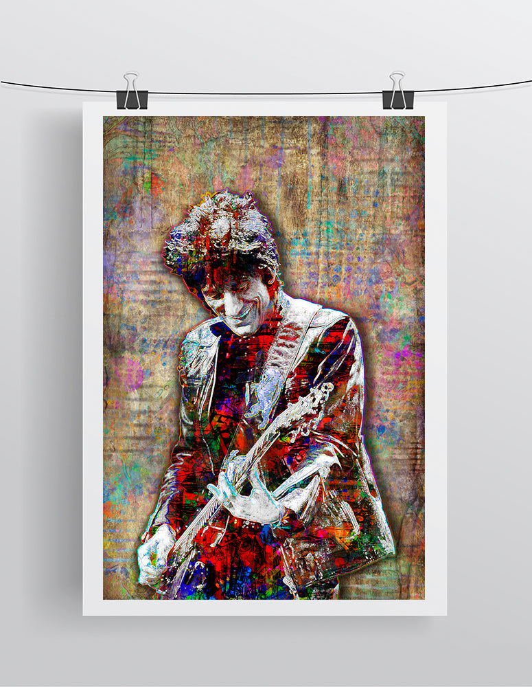 Ronnie Wood Poster, Rolling Stones Gift, Ron Wood Tribute Fine Art