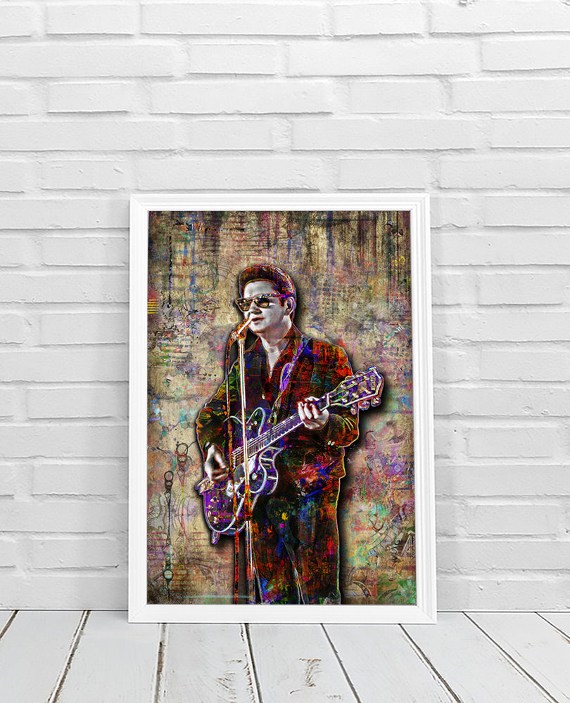 Roy Orbison Poster Roy Orbison Tribute Fine Art McQDesign   ETSYRoyOrbisonPopframe Whitwal20x30 1024x1024@2x 