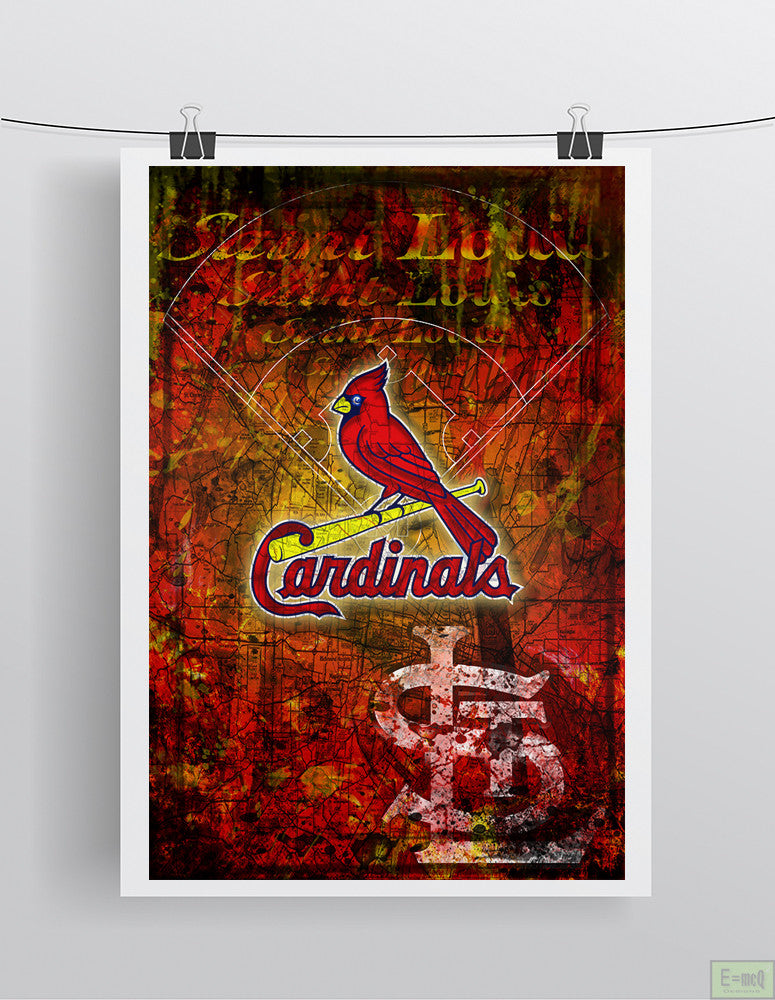 St. Louis Cardinals Poster, Saint Louis Cardinals Artwork Gift, Cardinals Layered Man Cave Art