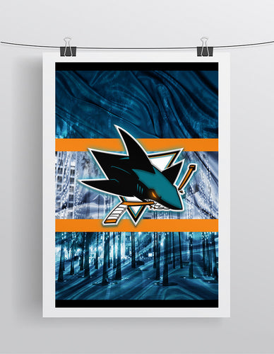 San Jose Sharks Poster, San Jose Sharks Hockey Print, San Jose Sharks Man Cave Art, San Jose Sharks