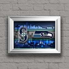 Seattle Sports Teams Poster, Seattle Washington Sports Team Art, Seattle Seahawks, Seattle Mariners