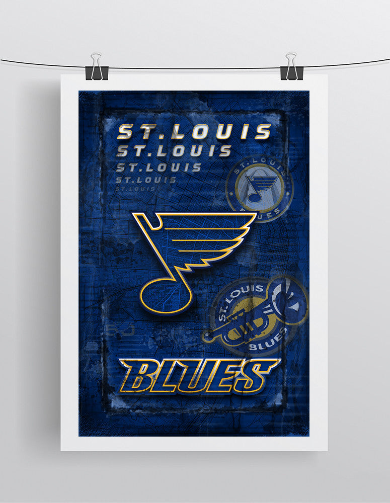 St. Louis Blues Hockey Flag Poster, Blues Hockey Print, STL Blues in f –  McQDesign