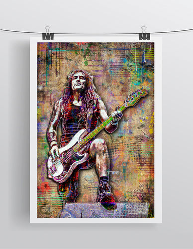 Steve Harris Poster, Iron Maiden Steve Harris Gift, Iron Maiden Tribute Fine Art