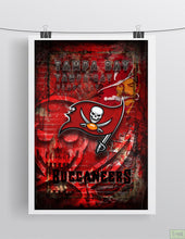 Tampa Bay Buccaneers Football Poster, Tampa Bay Buccaneers Artwork, Buccaneers in front ofTampa Bay Map, Bucs Man Cave Gift