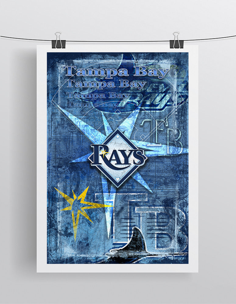 Tampa Bay Rays Poster, Tampa Bay Rays Artwork Gift, Rays Layered Man Cave  Art