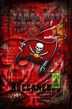 Tampa Bay Buccaneers Football Poster, Tampa Bay Buccaneers Artwork, Buccaneers in front ofTampa Bay Map, Bucs Man Cave Gift