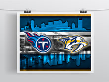 Nashville Sports Teams Poster, Nashville Sports Team Art, Nashville Predators, Tennessee Titans