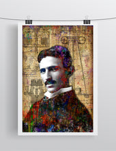 Nikola Tesla Poster, Nikola Tesla Portrait Gift, Nikola Tesla Colorful Layered Tribute Fine Pop Art
