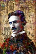 Nikola Tesla Poster, Nikola Tesla Portrait Gift, Nikola Tesla Colorful Layered Tribute Fine Pop Art